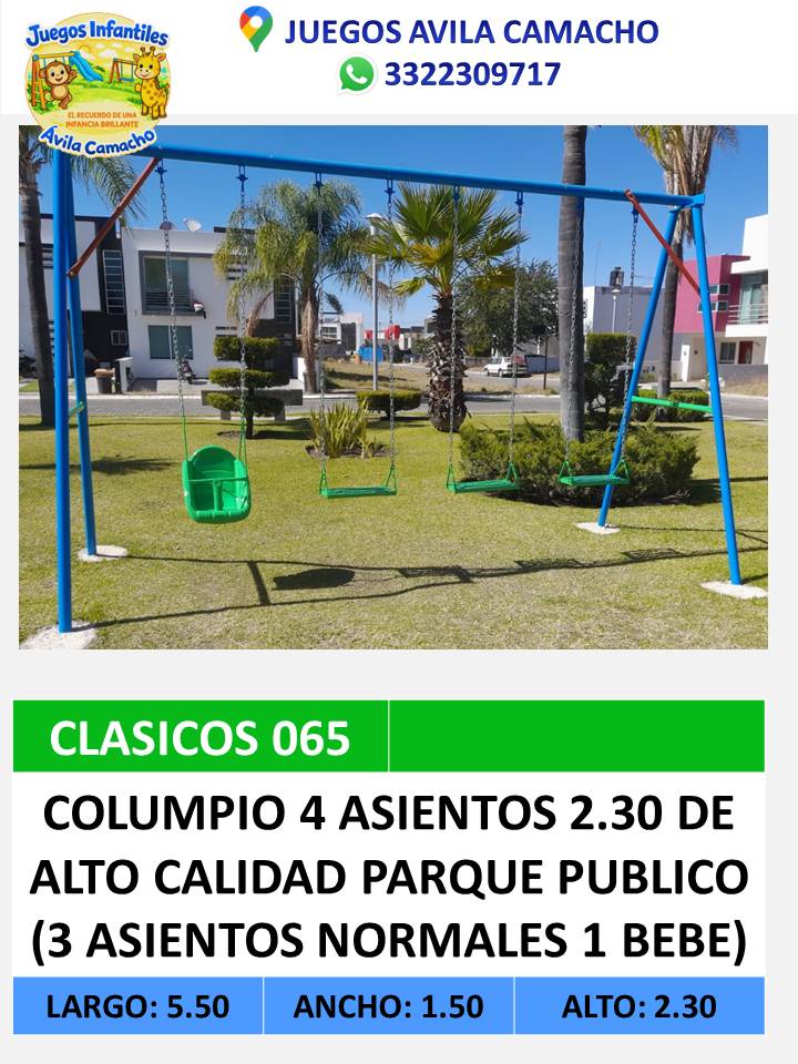 columpio  3 asientos + 1 bebé parque publico